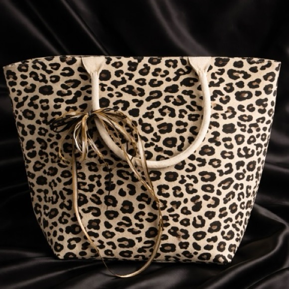 NWOT Leopard Print Canvas Tote Bag - Beige/Black - Picture 3 of 5